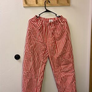 BDG Red Gingham wide leg cargos